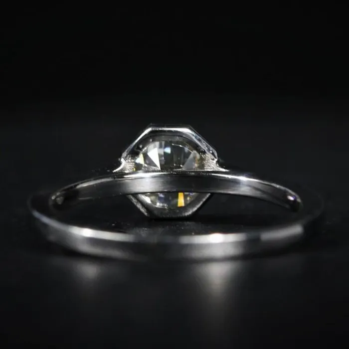 14k White Gold 098 Carat Octagon Cut Diamond Engagement Ring JS Simmons Diamond Consultants Rings