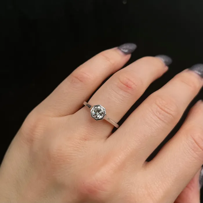 14k White Gold 098 Carat Octagon Cut Diamond Engagement Ring JS Simmons Diamond Consultants Rings