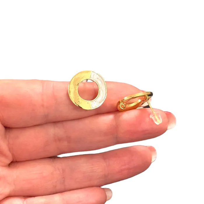 24Kt Gold Plated Ivory Enamelled Brass Stud Earrings 2 pcs in a pack Peppy Beads Earrings 24Kt Gold Plated Ivory Enamelled Brass Stud Earrings 2 pcs in a pack Peppy Beads Earrings