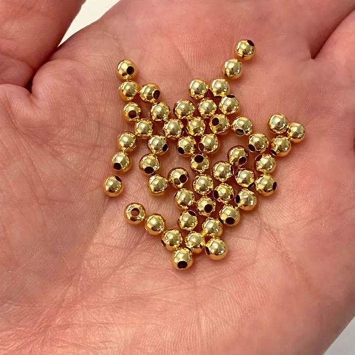 24Kt Shiny Gold Plated 4mm Spacer Balls 250 pieces in a pack Peppy Beads Earrings 24Kt Shiny Gold Plated 4mm Spacer Balls 250 pieces in a pack Peppy Beads Earrings