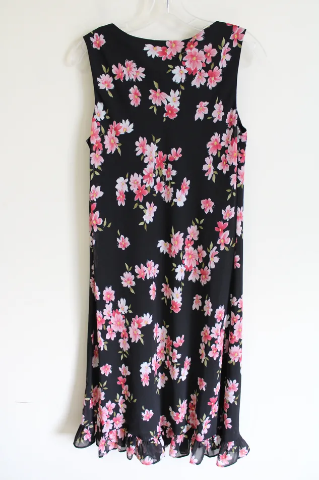 Alfred Dunner Rings Alfred Dunner Black Pink Ruffle Bottom Chiffon Dress 8 Petite