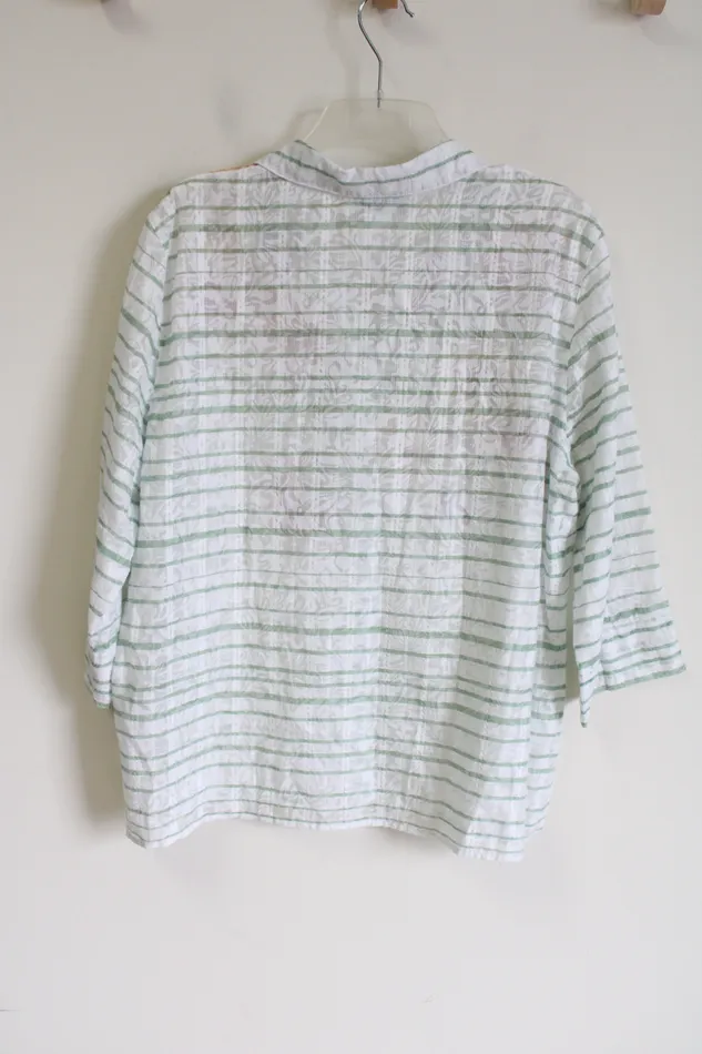 Alfred Dunner Rings Alfred Dunner Floral Striped Button Down Shirt L