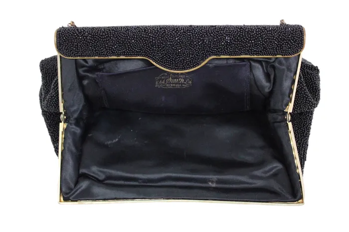 Antique Beaded H A E Smith Ltd Bermuda Made In France Black Purse H A E Smith Ltd Earrings