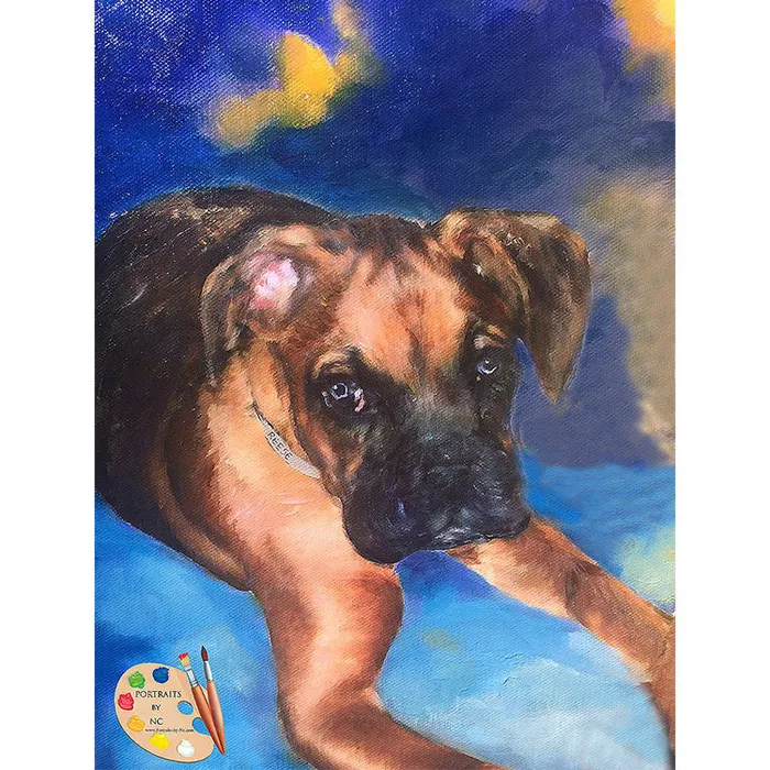 Boxer Puppy Custom Oil Portrait Portraits by NC Necklaces
