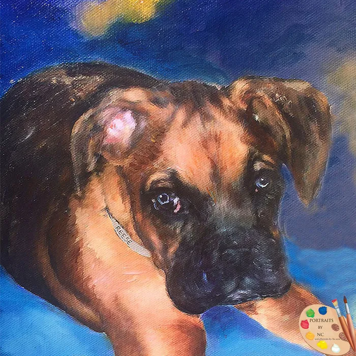Boxer Puppy Custom Oil Portrait Portraits by NC Necklaces