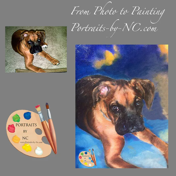 Boxer Puppy Custom Oil Portrait Portraits by NC Necklaces