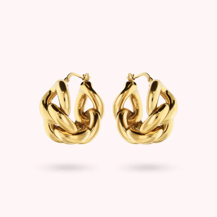 Bronzallure Earrings Orecchini a Cerchio Golden Catena Grumetta Lucida
