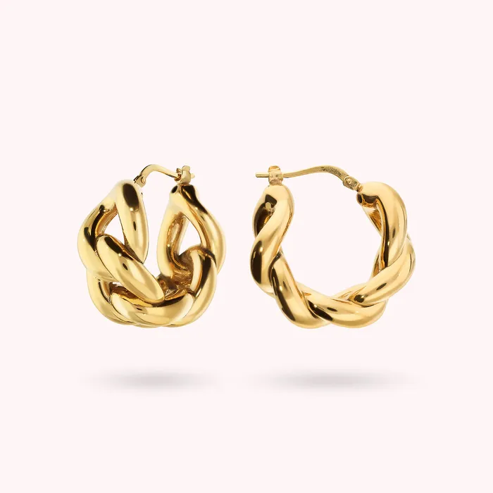 Bronzallure Earrings Orecchini a Cerchio Golden Catena Grumetta Lucida