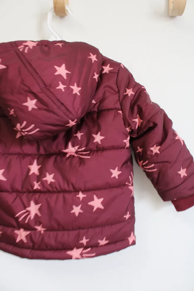 Cat Jack Earrings Cat Jack Maroon Star Patterned Winter Coat 18 MO