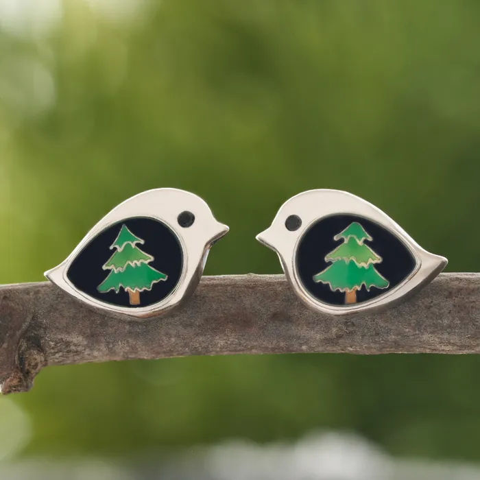 Chadds Ford Jewelry Earrings Evergreen Birdie Studs