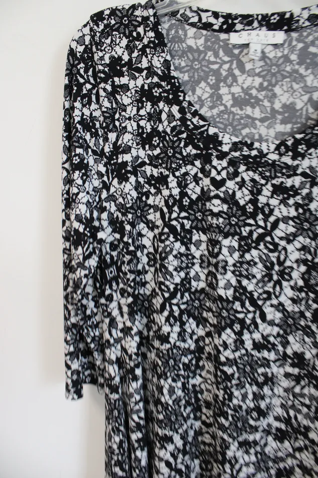 Chaus Rings Chaus New York Black White Patterned Flowy Top M