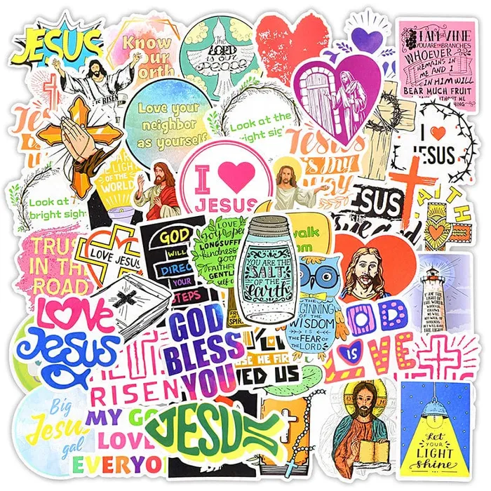 Christian Graffiti Stickers with God Love and Faith 10 30 or 50 Pieces Lords Guidance Necklaces