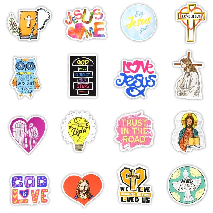 Christian Graffiti Stickers with God Love and Faith 10 30 or 50 Pieces Lords Guidance Necklaces