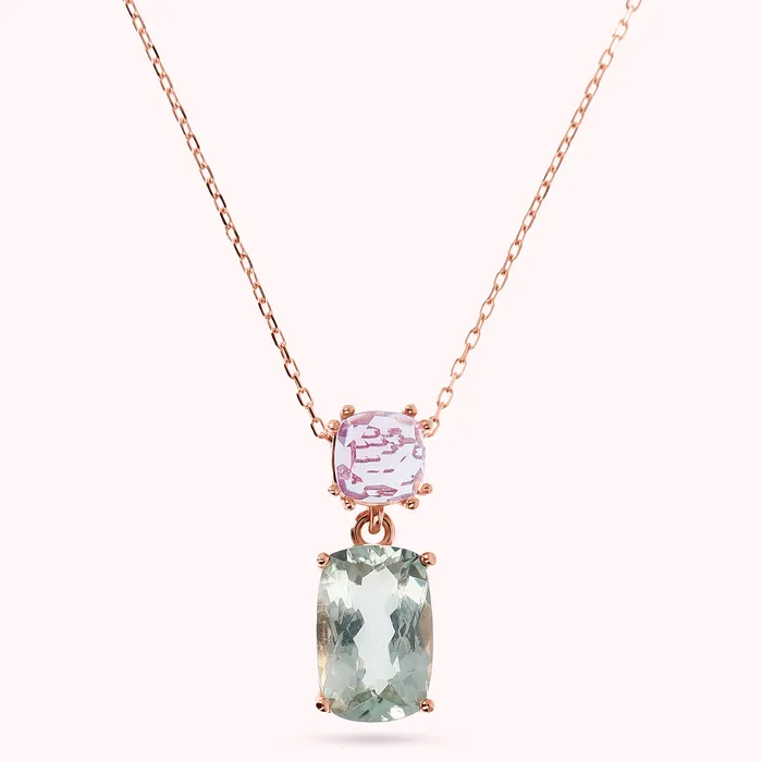 Collana in Oro Rosa 375 con Catena Rolo e Pendente in Pietra Naturale Bronzallure Earrings