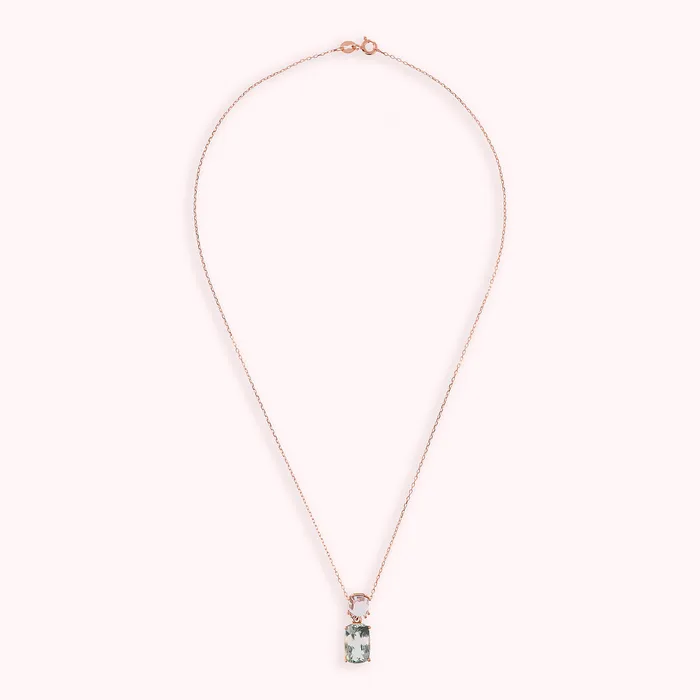 Collana in Oro Rosa 375 con Catena Rolo e Pendente in Pietra Naturale Bronzallure Earrings
