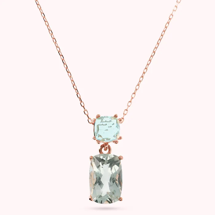 Collana in Oro Rosa 375 con Catena Rolo e Pendente in Pietra Naturale Bronzallure Earrings
