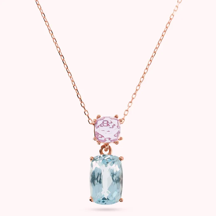 Collana in Oro Rosa 375 con Catena Rolo e Pendente in Pietra Naturale Bronzallure Earrings