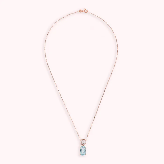 Collana in Oro Rosa 375 con Catena Rolo e Pendente in Pietra Naturale Bronzallure Earrings