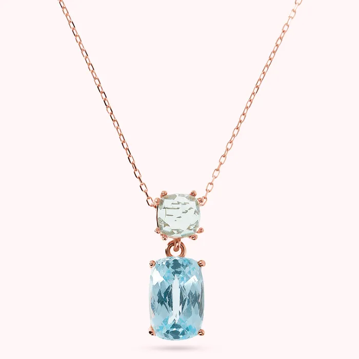 Collana in Oro Rosa 375 con Catena Rolo e Pendente in Pietra Naturale Bronzallure Earrings