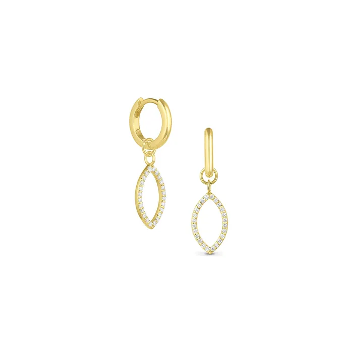 Consider the Wldflwrs Earrings Pav Petal Outline Drop Hoops