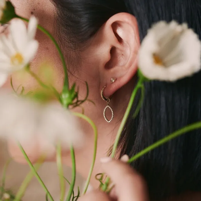 Consider the Wldflwrs Earrings Pav Petal Outline Drop Hoops Consider the Wldflwrs Earrings Pav Petal Outline Drop Hoops