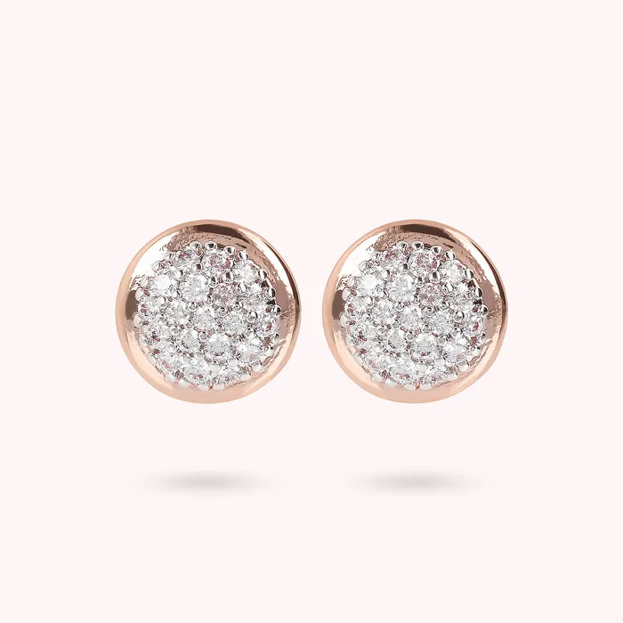 Earrings Bronzallure Orecchini a Bottone con Pav in Cubic Zirconia