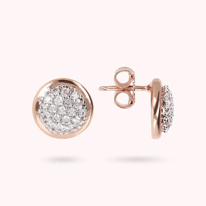 Earrings Bronzallure Orecchini a Bottone con Pav in Cubic Zirconia