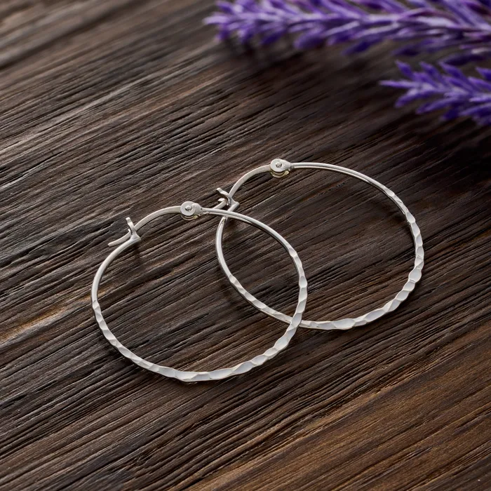 Earrings Chadds Ford Jewelry Sterling Silver Hammered Hoop Earrings Large