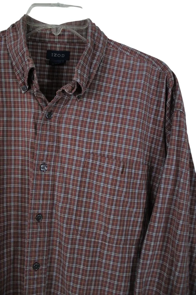 Earrings Chaps Plaid Long Sleeved Shirt XL Tall Izod