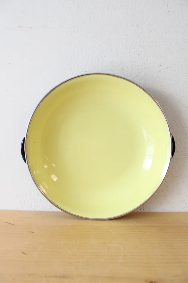 Earrings Jubilee Thrift Vintage Yugoslavia 20 Yellow Enamelware Handled Dish