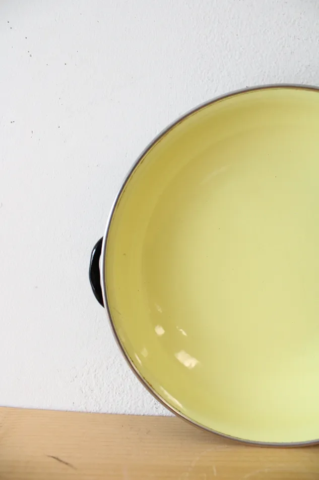 Earrings Jubilee Thrift Vintage Yugoslavia 20 Yellow Enamelware Handled Dish
