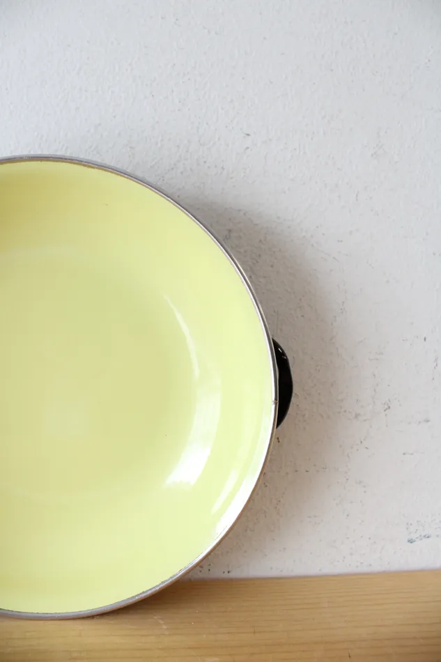 Earrings Jubilee Thrift Vintage Yugoslavia 20 Yellow Enamelware Handled Dish