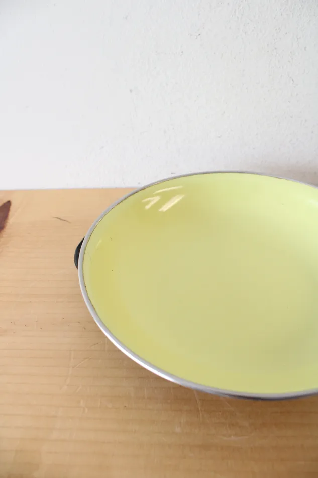 Earrings Jubilee Thrift Vintage Yugoslavia 20 Yellow Enamelware Handled Dish
