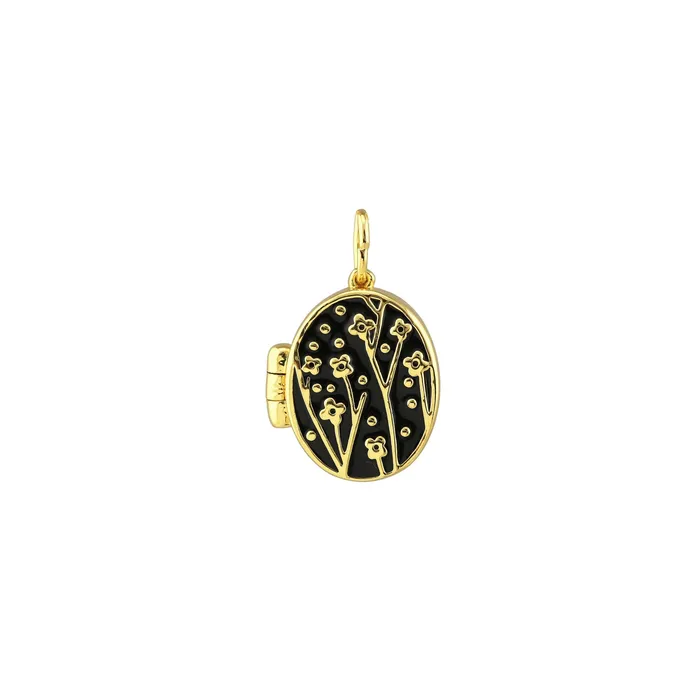 Earrings Kris Nations Flower Oval Enamel Locket Charm
