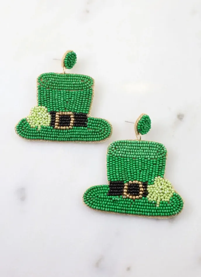 Earrings Luck o the Irish Beaded Hat Earring GREEN The Chandelier Rose Boutique Earrings Luck o the Irish Beaded Hat Earring GREEN The Chandelier Rose Boutique