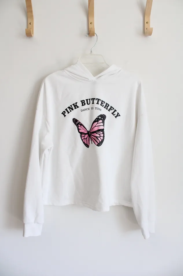 Earrings Shein Shein Pink Butterfly Dance To Tune White Hoodie L