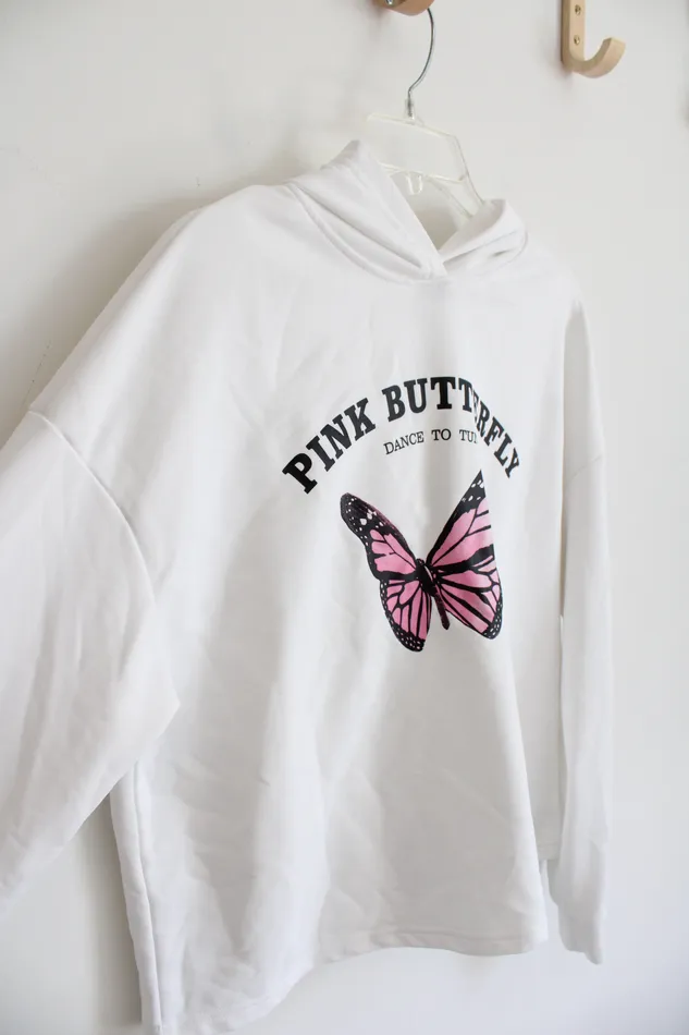 Earrings Shein Shein Pink Butterfly Dance To Tune White Hoodie L