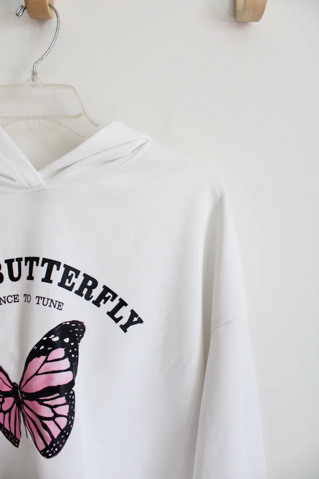 Earrings Shein Shein Pink Butterfly Dance To Tune White Hoodie L