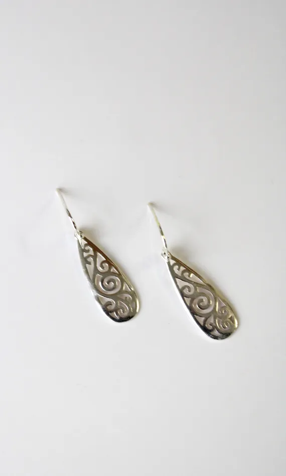 Earrings Sterling Silver Swirl Dangle Earrings Jubilee Thrift