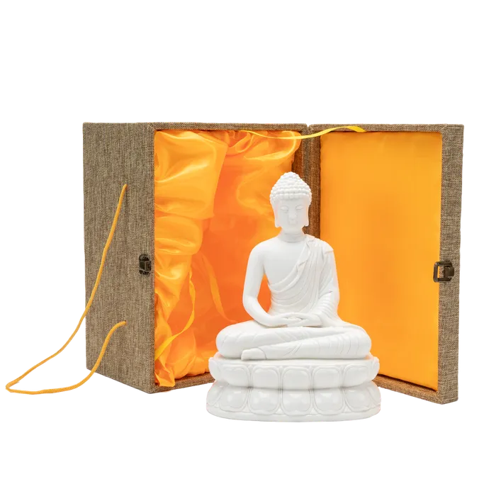 Eastern Elm Earrings Porcelain Meditating Buddha Statue