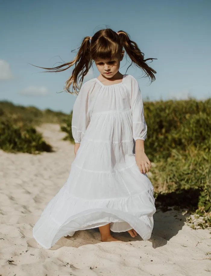 Erika Pea Necklaces Brielle Full Sleeve Tiered Little Girls Dress