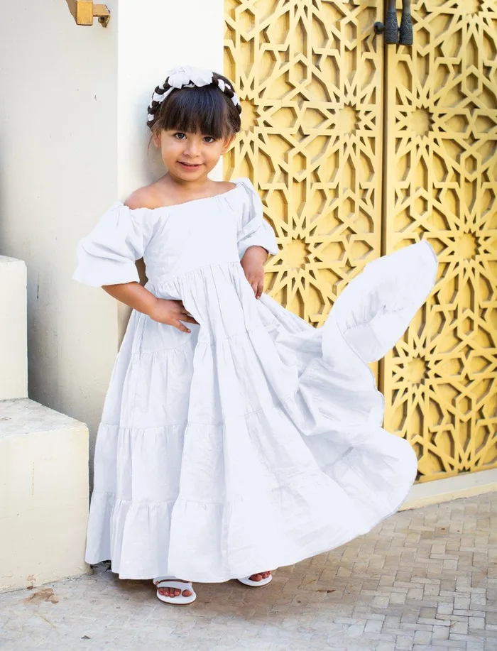 Erika Pea Necklaces Brielle Full Sleeve Tiered Little Girls Dress