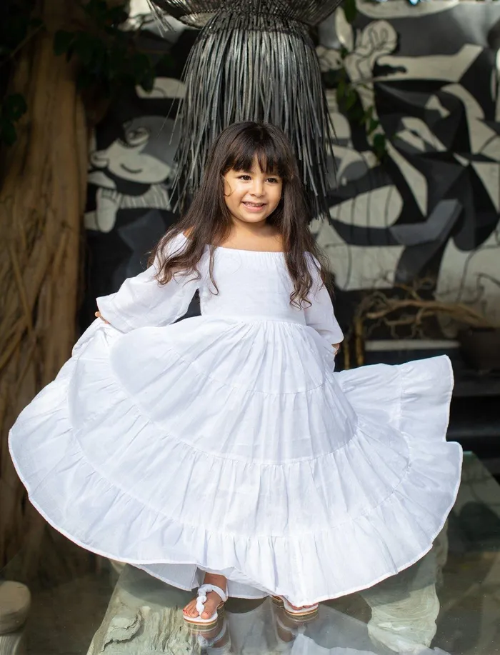 Erika Pea Necklaces Brielle Full Sleeve Tiered Little Girls Dress