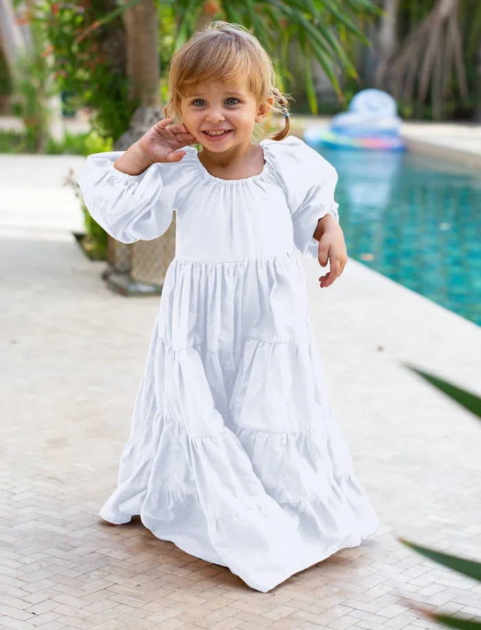 Erika Pea Necklaces Brielle Full Sleeve Tiered Little Girls Dress