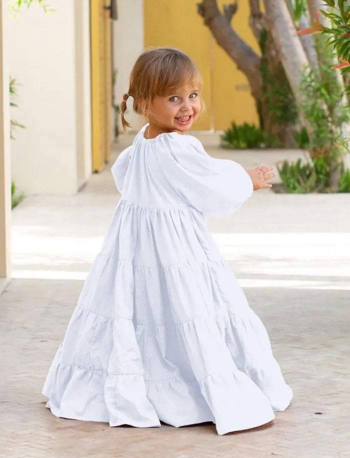Erika Pea Necklaces Brielle Full Sleeve Tiered Little Girls Dress