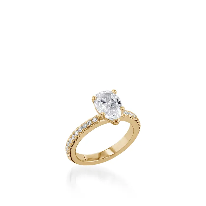 Essence Pear Yellow Gold Engagement Ring John Atencio Rings