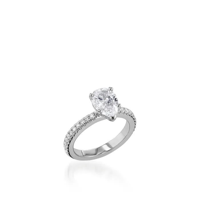 Essence Pear Yellow Gold Engagement Ring John Atencio Rings