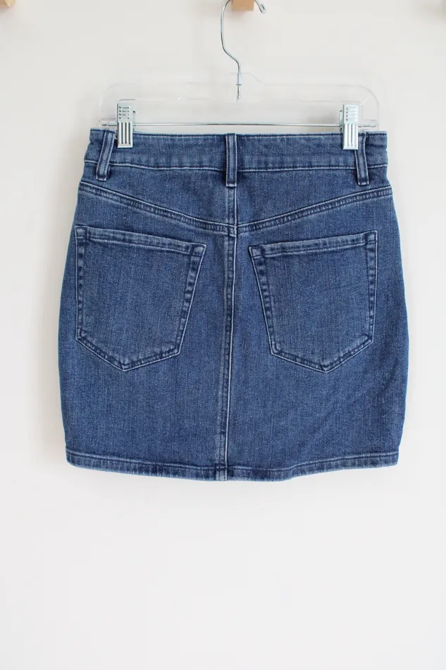 Garage Denim Fitted Mini Skirt XS Garage Earrings