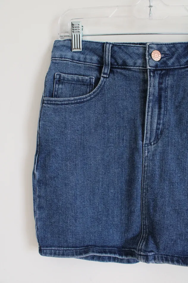 Garage Denim Fitted Mini Skirt XS Garage Earrings