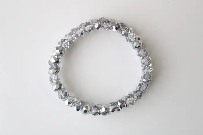 Gray Clear Glass Stone Crystal Stretch Bracelet Jubilee Thrift Bracelets